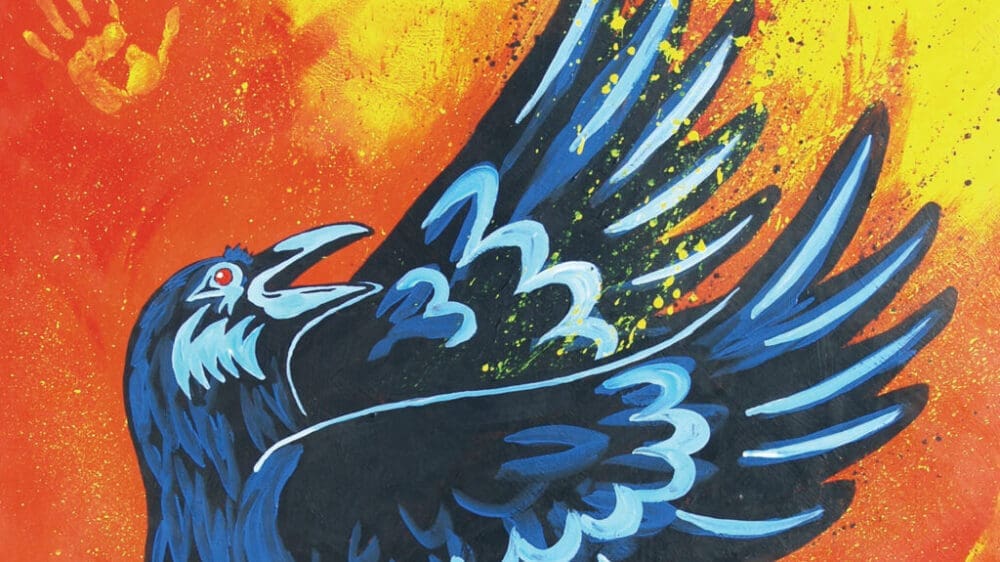 Artwork by Walt Pourier, like "Raven Cry,"